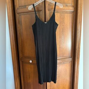 Little Moon Silk Pleat Dress, Black
